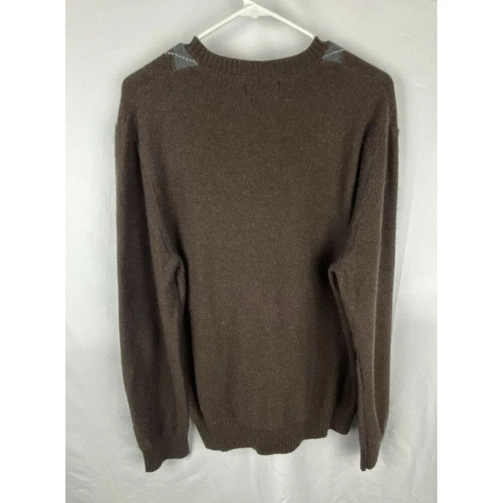 Banana Republic Sweater Mens‎ Large Angora Cotton Cashmere Argyle Brown Luxury